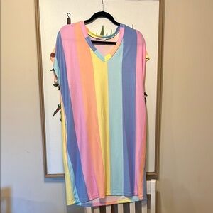 Colorful Striped V-Neck Dress